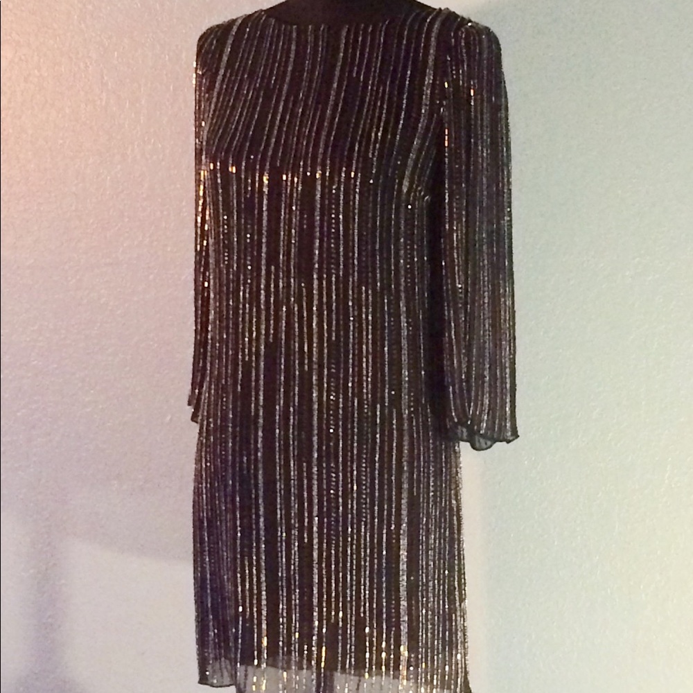 Alice + Olivia Navy and Pewter Beaded Dress